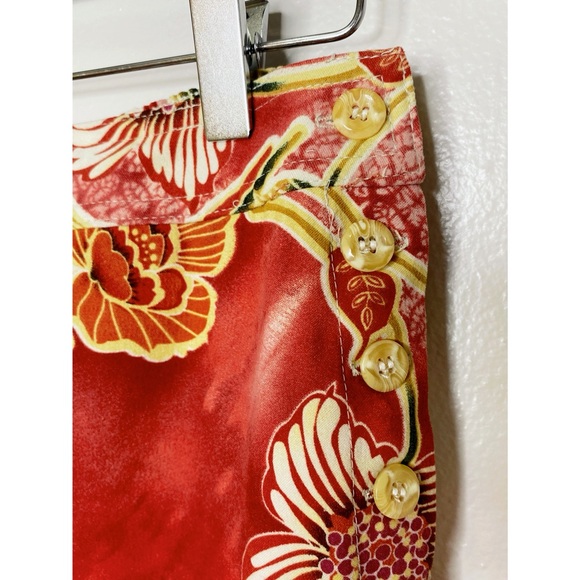 Islander Hawaiian Floral Maxi Skirt Side Button Elastic Back Waist - Picture 6 of 13